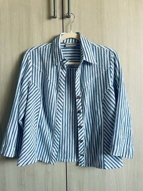 Blue & White Striped Button-Down Shirt PS